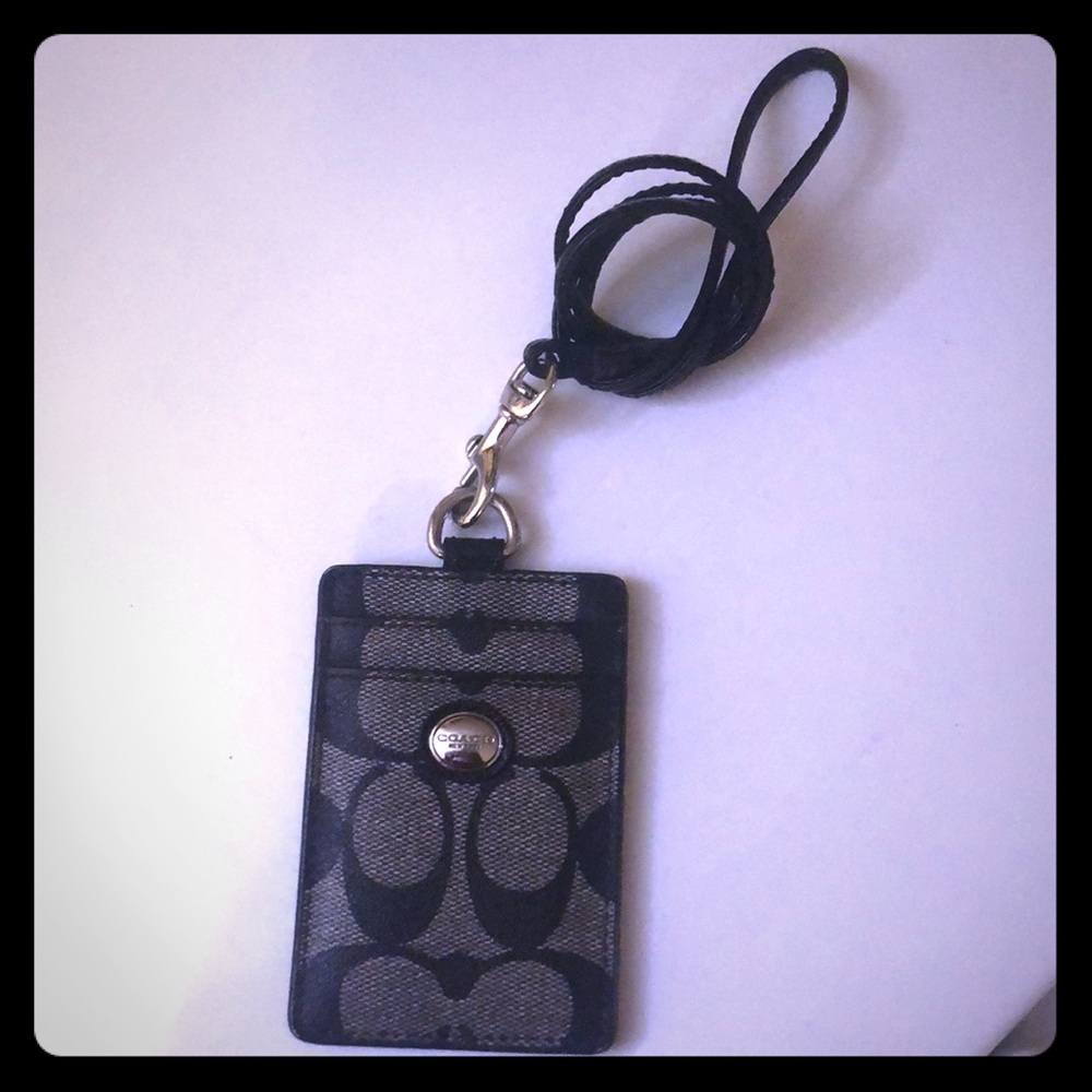 Coach black signature ID holder